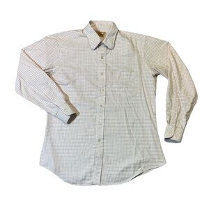 Paul Stuart mens XL white red check 100% cotton button up shirt